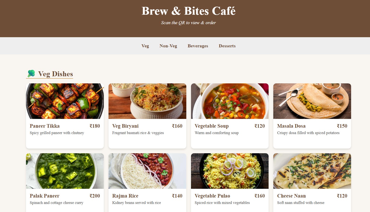 QR Menu App Screenshot